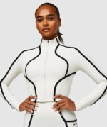 Monterrain Womens Mantra Crop Long Sleeved Zip Top White