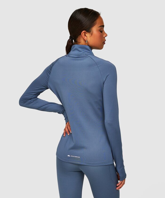 Monterrain Womens Glide Quarter Zip Long Sleeve T-Shirt Blue